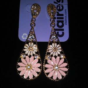 Floral Earrings with rhinstones